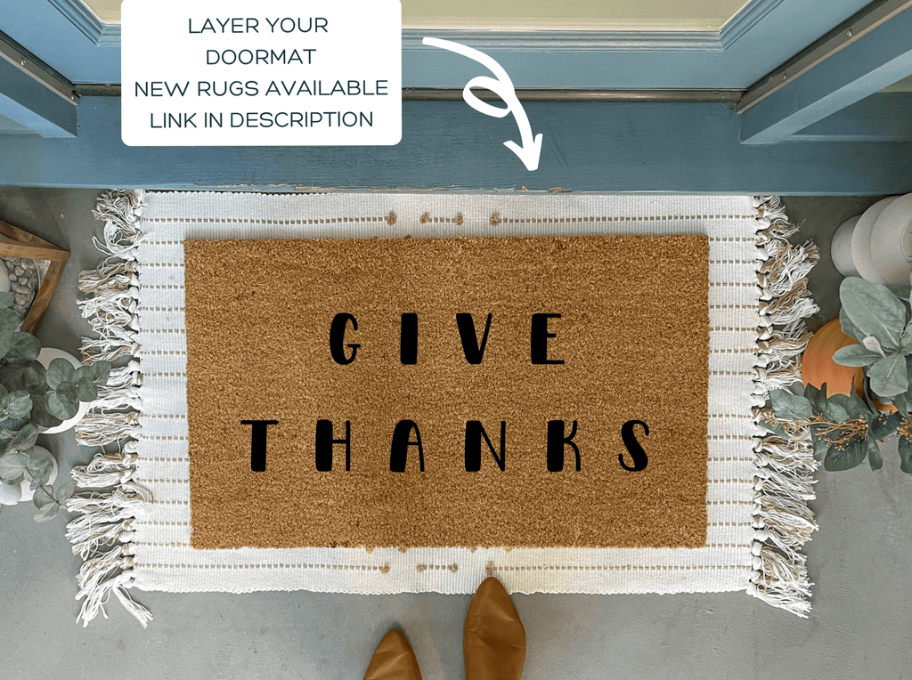 Give Thanks Fall Doormat by Nickel Designs Custom Doormats
