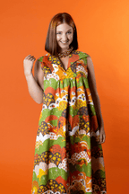Glam Maxi House Dress in Earth - toned Meadow Maxi dress La Vie Bien Glam Maxi House Dress in Earth - toned Meadow