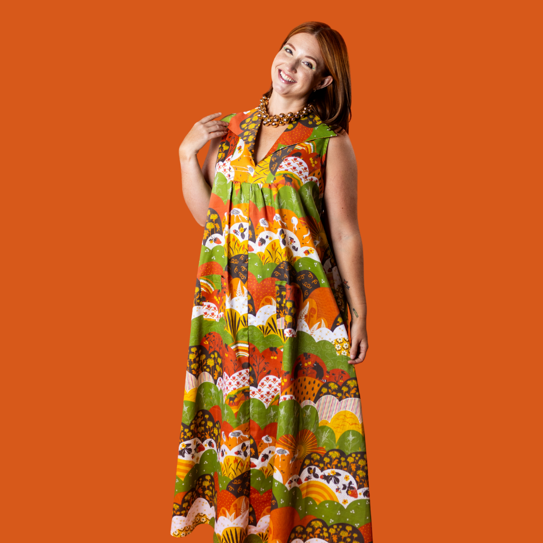 Glam Maxi House Dress in Mint & Strawberry Meadow Maxi dress La Vie Bien Glam Maxi House Dress in Mint & Strawberry Meadow