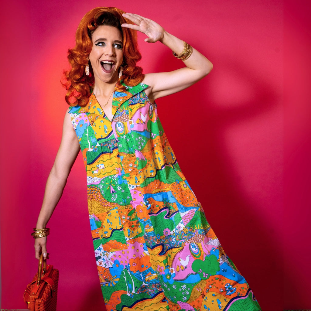 Glam Maxi House Dress in Rainbow Landscape Maxi dress La Vie Bien Glam Maxi House Dress in Rainbow Landscape