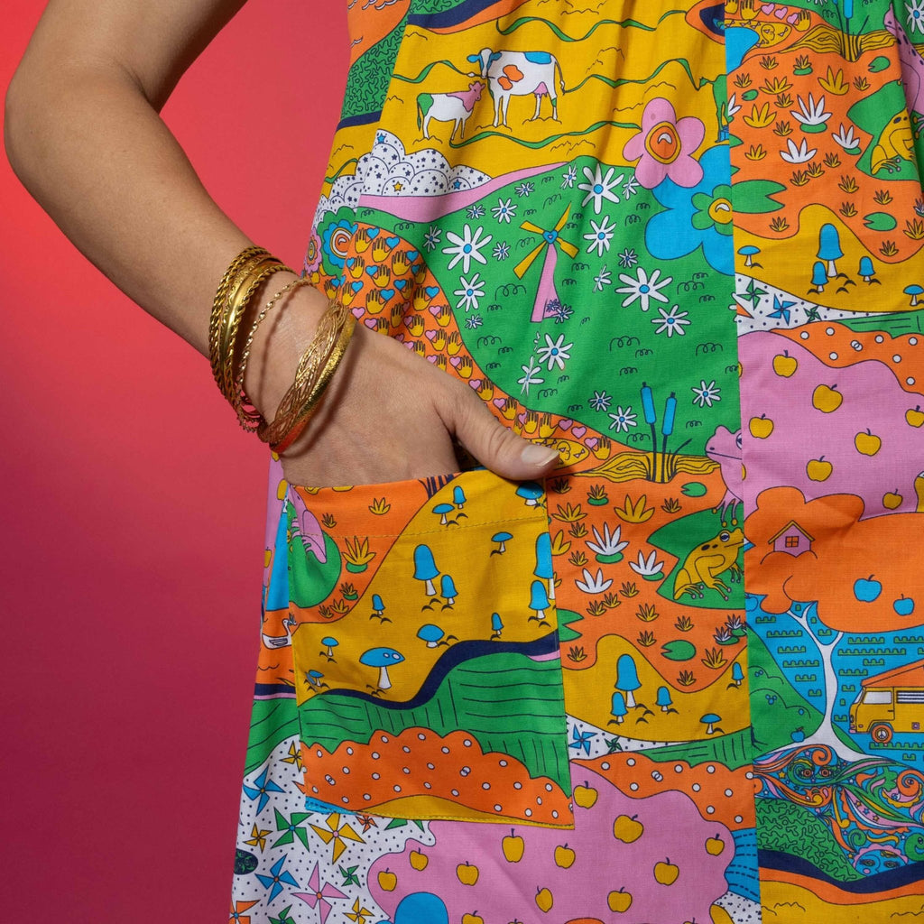 Glam Maxi House Dress in Rainbow Landscape Maxi dress La Vie Bien Glam Maxi House Dress in Rainbow Landscape