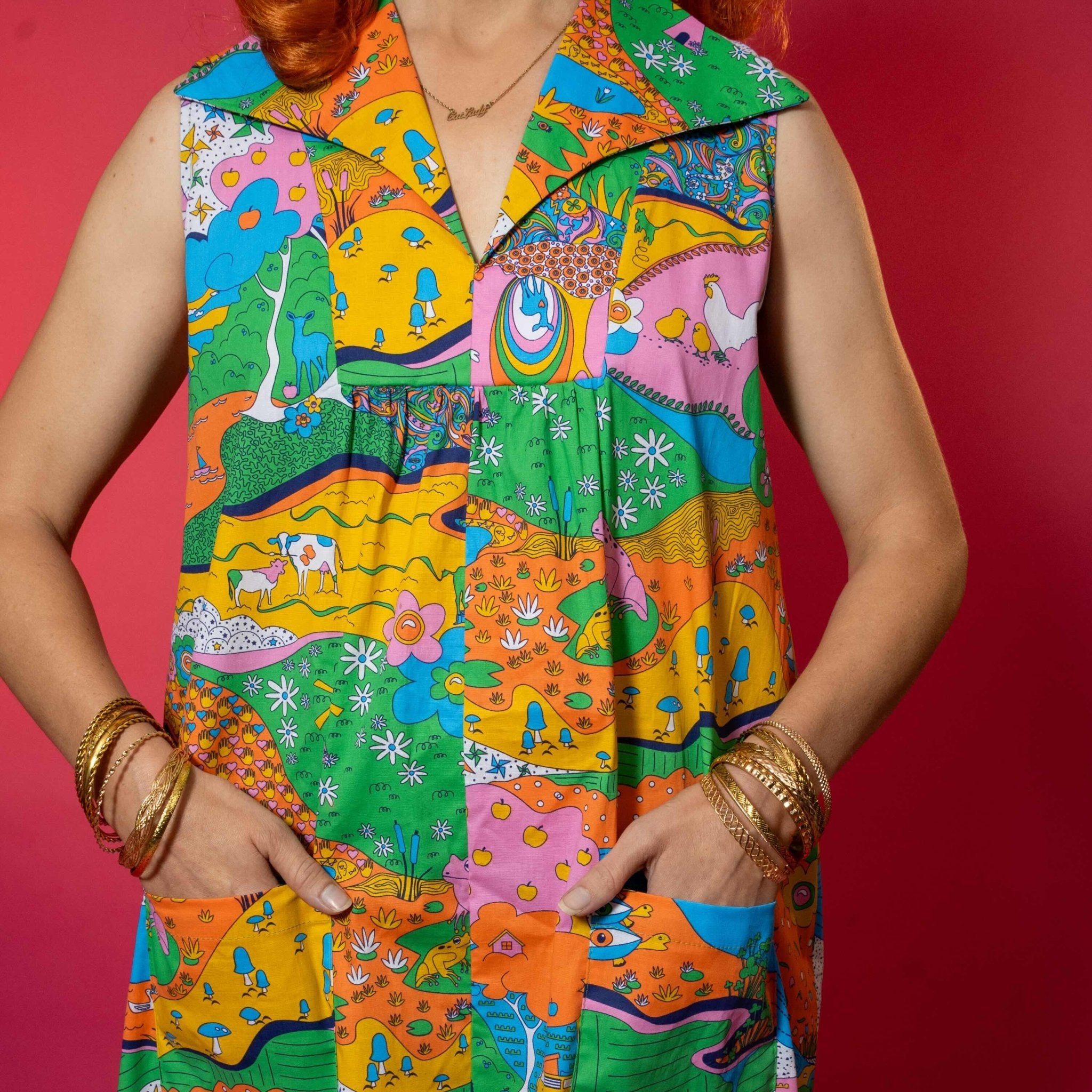 Glam Maxi House Dress in Rainbow Landscape Maxi dress La Vie Bien Glam Maxi House Dress in Rainbow Landscape