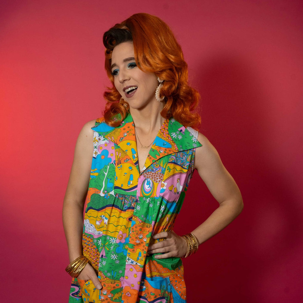 Glam Maxi House Dress in Rainbow Landscape Maxi dress La Vie Bien Glam Maxi House Dress in Rainbow Landscape