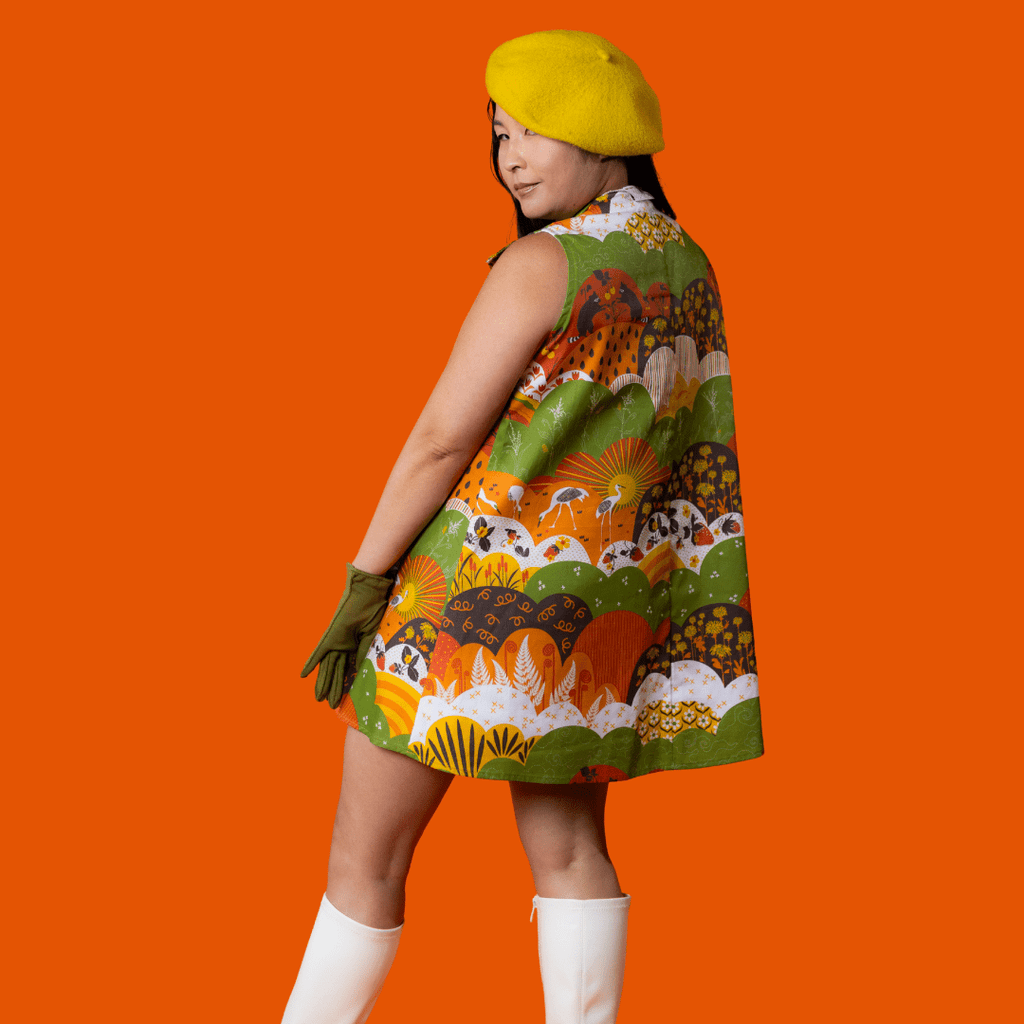 Glam Mini House Dress in Earth - toned Meadow Mini dress La Vie Bien Glam Mini House Dress in Earth - toned Meadow