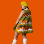 Glam Mini House Dress in Earth - toned Meadow Mini dress La Vie Bien Glam Mini House Dress in Earth - toned Meadow