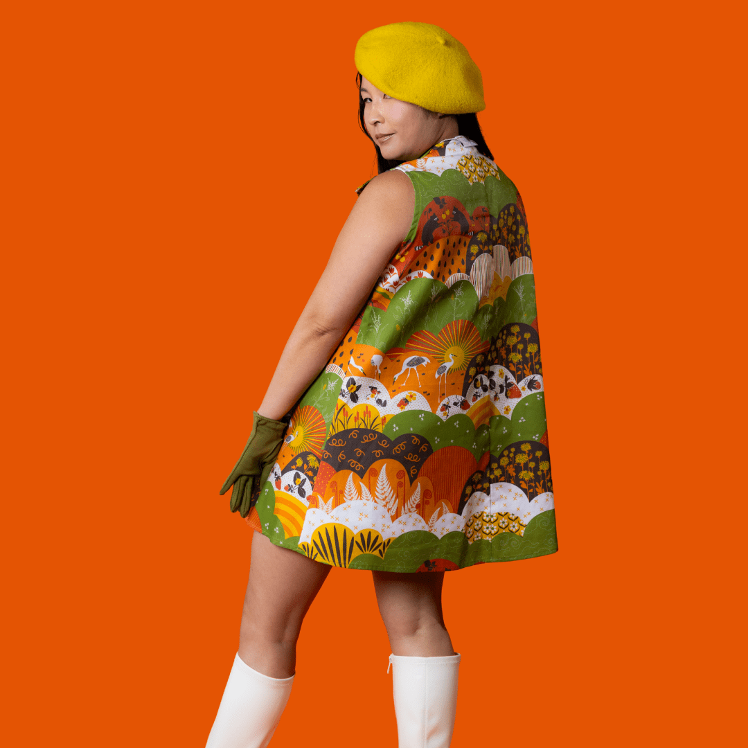 Glam Mini House Dress in Earth - toned Meadow Mini dress La Vie Bien Glam Mini House Dress in Earth - toned Meadow