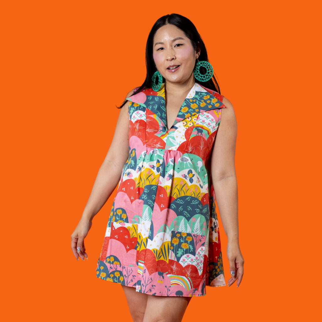Glam Mini House Dress in Mint & Strawberry Meadow Mini dress La Vie Bien Glam Mini House Dress in Mint & Strawberry Meadow