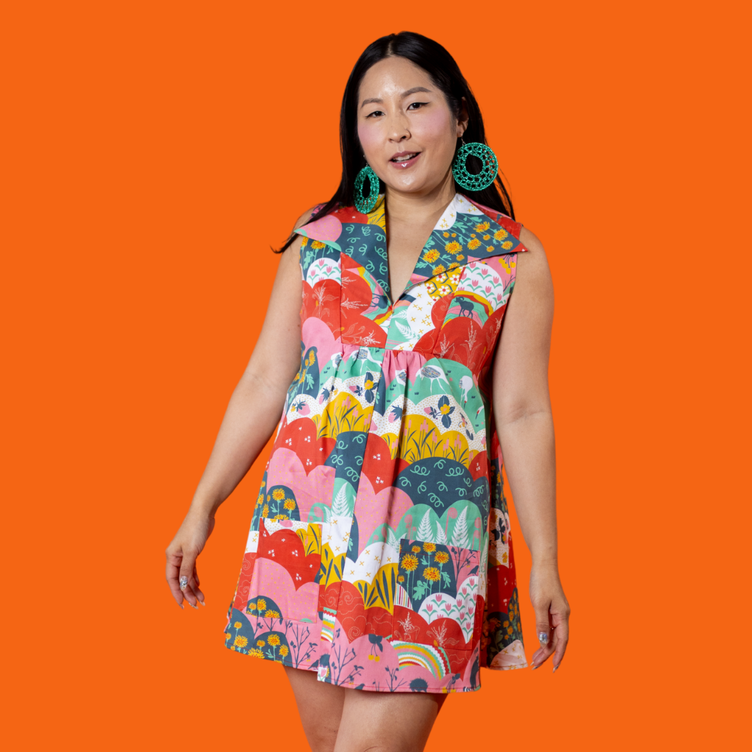 Glam Mini House Dress in Mint & Strawberry Meadow Mini dress La Vie Bien Glam Mini House Dress in Mint & Strawberry Meadow
