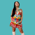 Glam Mini House Dress in Mint & Strawberry Meadow Mini dress La Vie Bien Glam Mini House Dress in Mint & Strawberry Meadow