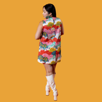 Glam Mini House Dress in Mint & Strawberry Meadow Mini dress La Vie Bien Glam Mini House Dress in Mint & Strawberry Meadow