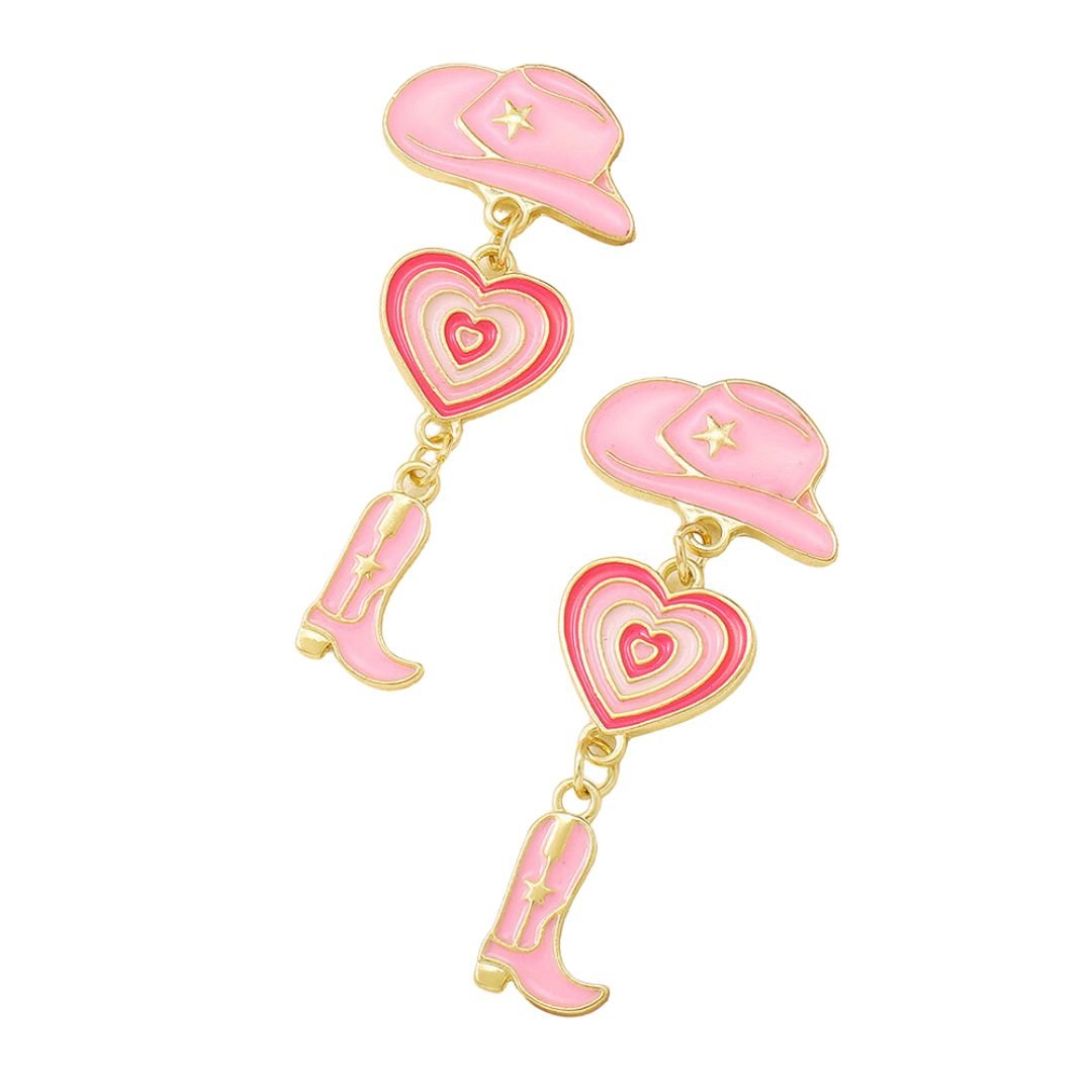 Glamour Cowgirl Boot and Hat Dangle Earrings