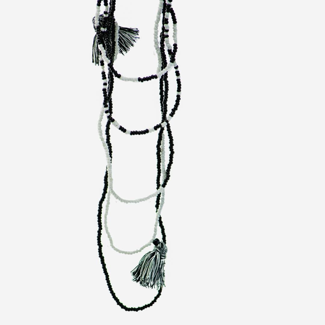 Glass Bead Necklace w/ Tassels - Guatemala Jewelry La Vie Bien Glass Bead Necklace w/ Tassels - Guatemala
