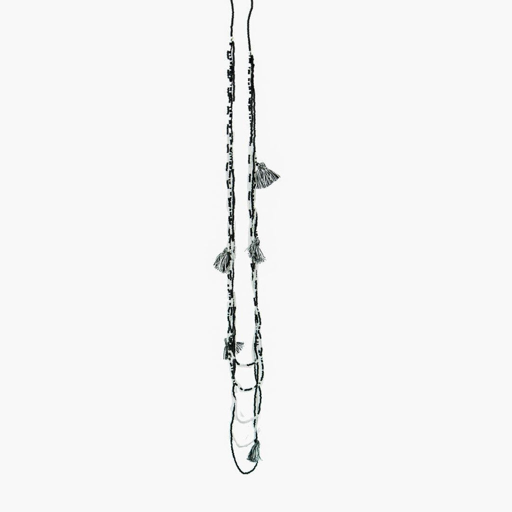 Glass Bead Necklace w/ Tassels - Guatemala Jewelry La Vie Bien Glass Bead Necklace w/ Tassels - Guatemala