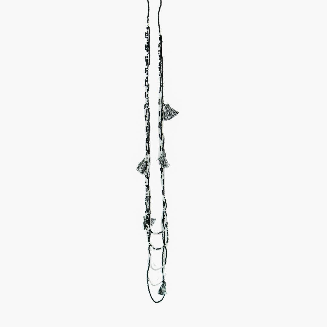 Glass Bead Necklace w/ Tassels - Guatemala Jewelry La Vie Bien Glass Bead Necklace w/ Tassels - Guatemala
