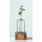 Glass Bud Vase in Metal Stand by White Cliff Studio