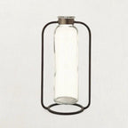Glass Bud Vase in Metal Stand by White Cliff Studio