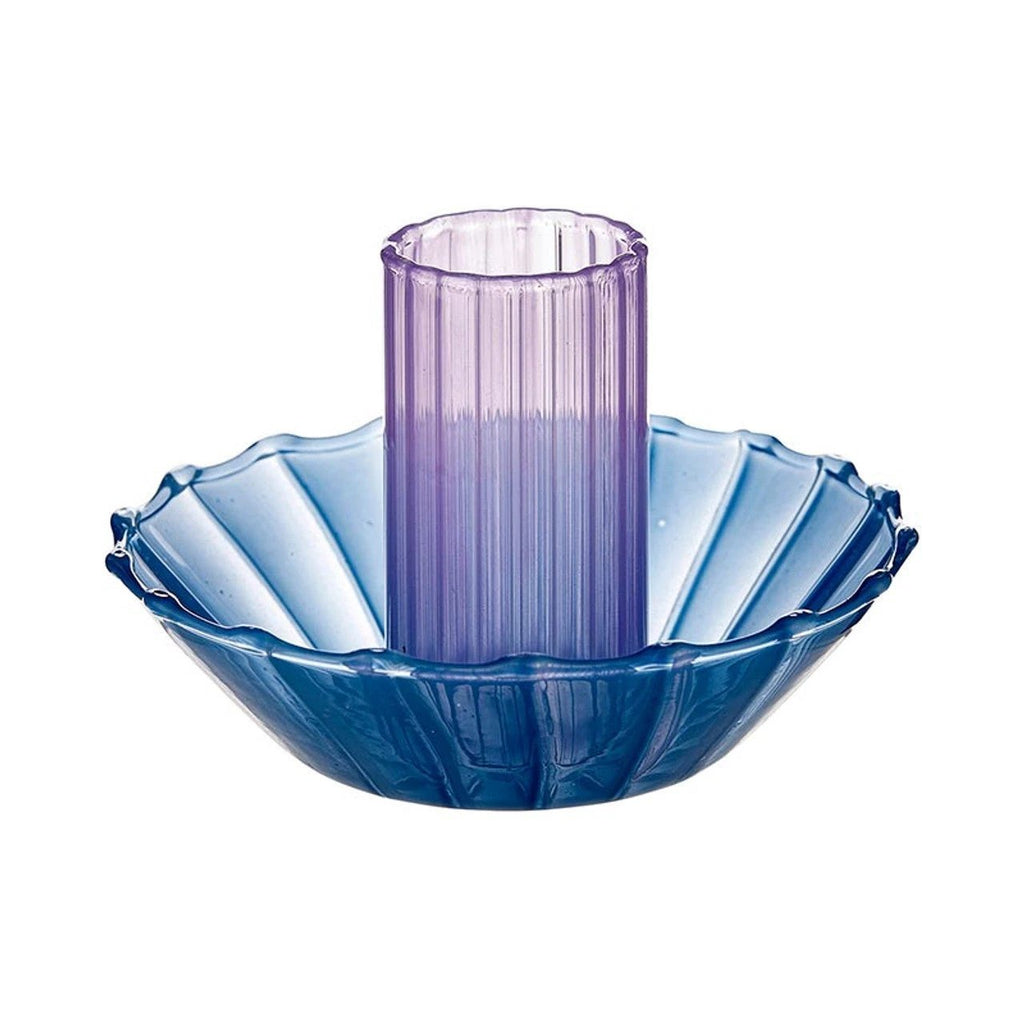 Glass Candle Holder in Blue-Purple | Aesthetic Candle Sticks Holder in Tinted Glass | 3.5" by The Bullish Store