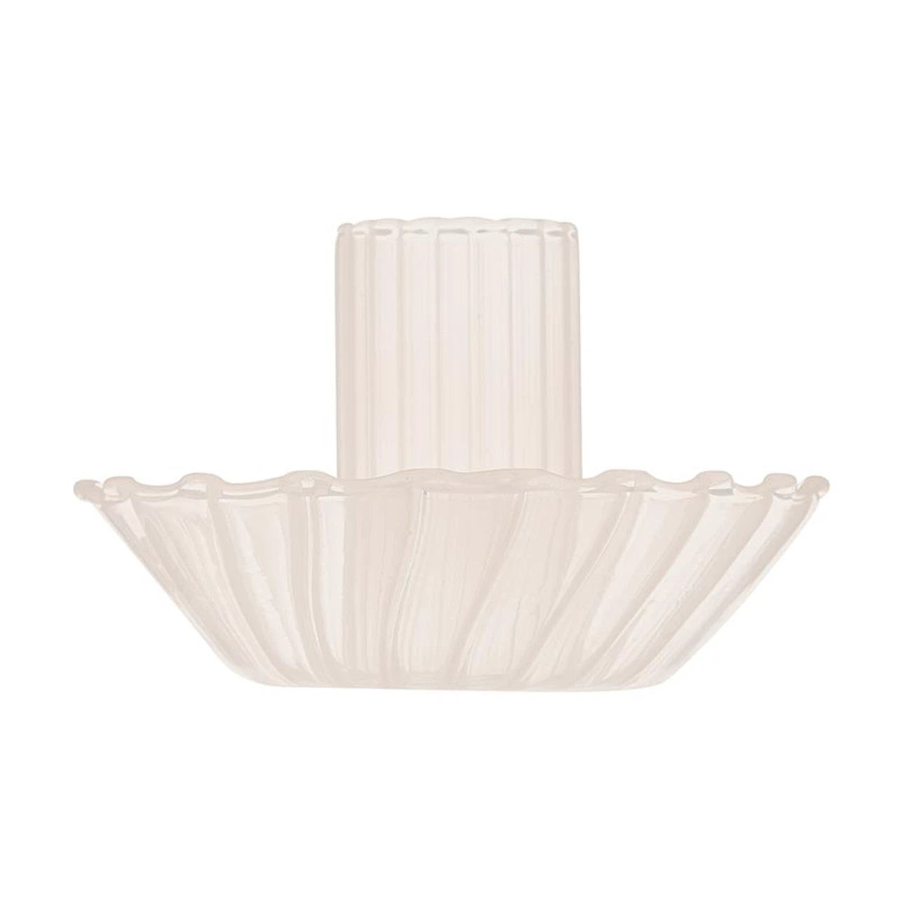 Glass Candle Holder in Cream | Aesthetic Tinted Candle Sticks Glass Taper Candlestick Base by The Bullish Store