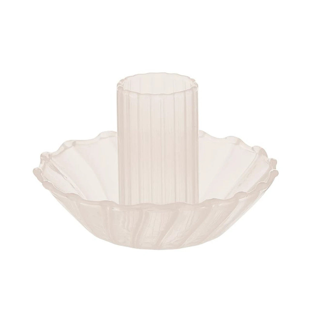 Glass Candle Holder in Cream | Aesthetic Tinted Candle Sticks Glass Taper Candlestick Base by The Bullish Store