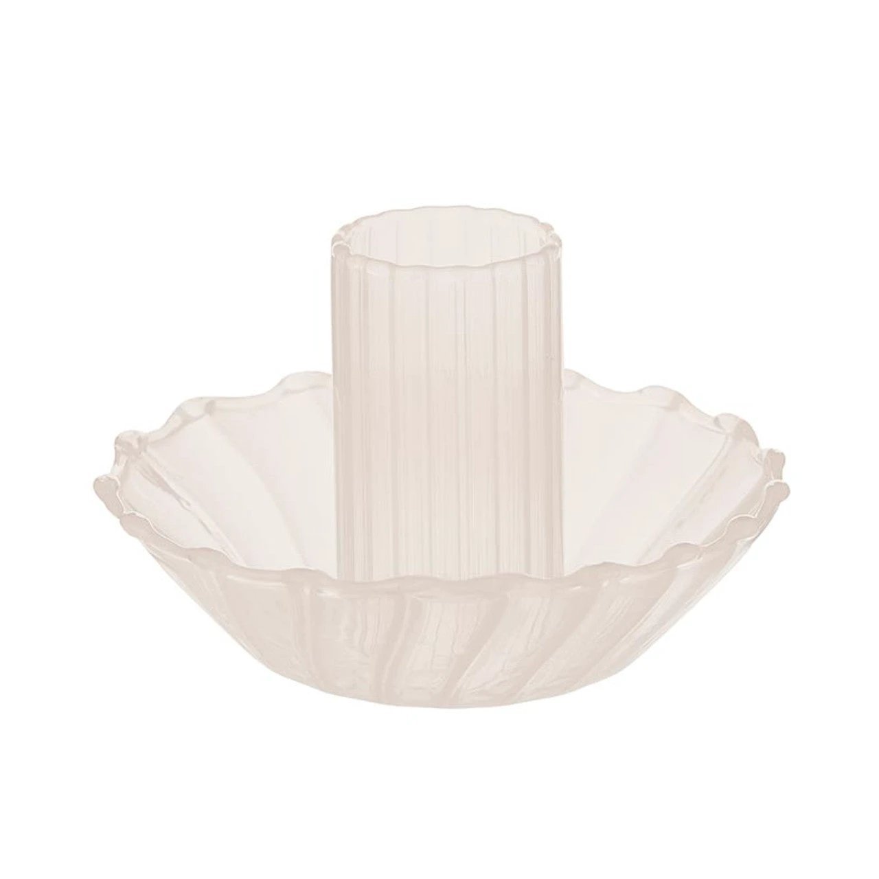 Glass Candle Holder in Cream | Aesthetic Tinted Candle Sticks Glass Taper Candlestick Base by The Bullish Store