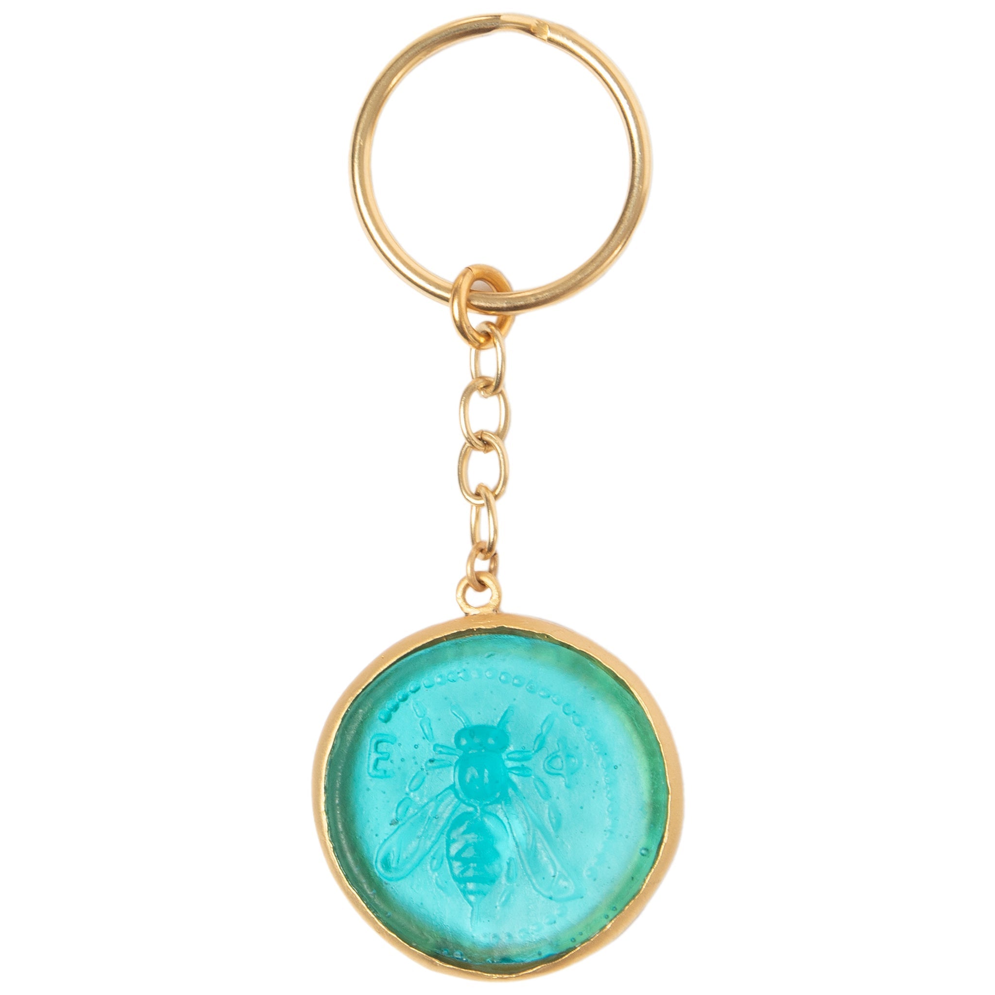 Glass Coin of Ephesos Key Ring (Teal Tone) JEWELRY La Vie Bien Glass Coin of Ephesos Key Ring (Teal Tone)