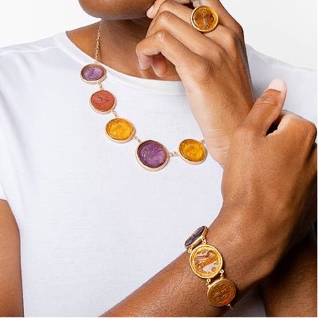 Glass Multi-Coin Motif Bracelet JEWELRY La Vie Bien Glass Multi-Coin Motif Bracelet