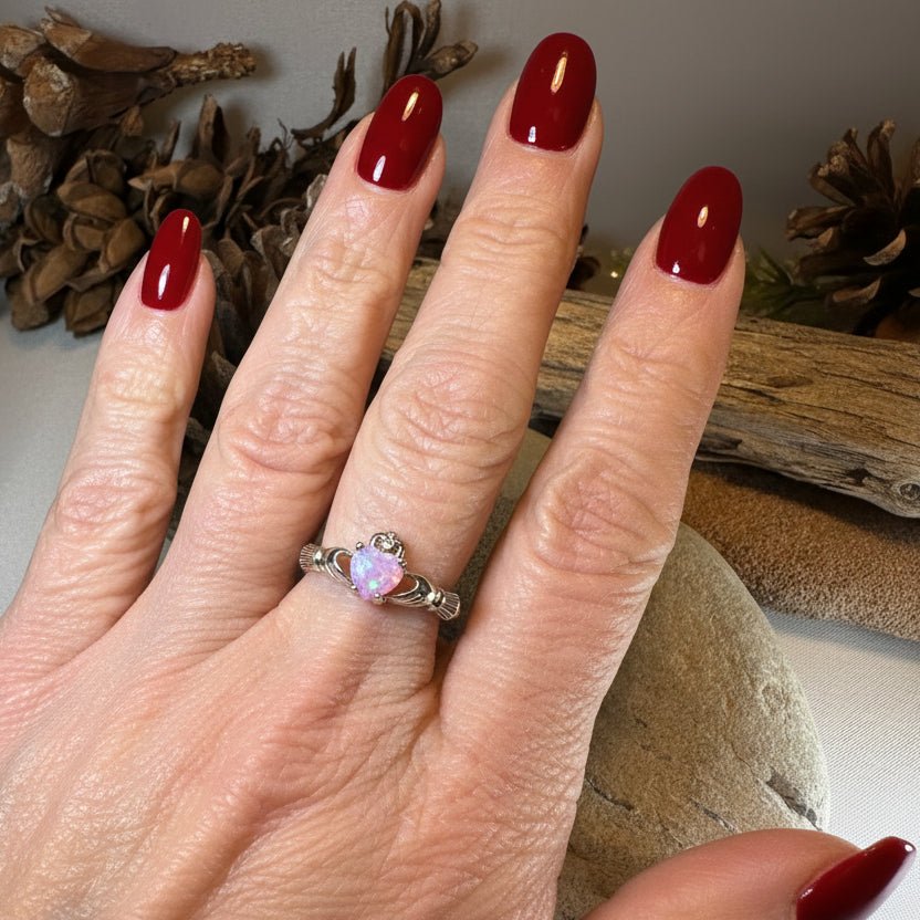 Glencora Pink Opal Claddagh Ring Ring La Vie Bien Glencora Pink Opal Claddagh Ring
