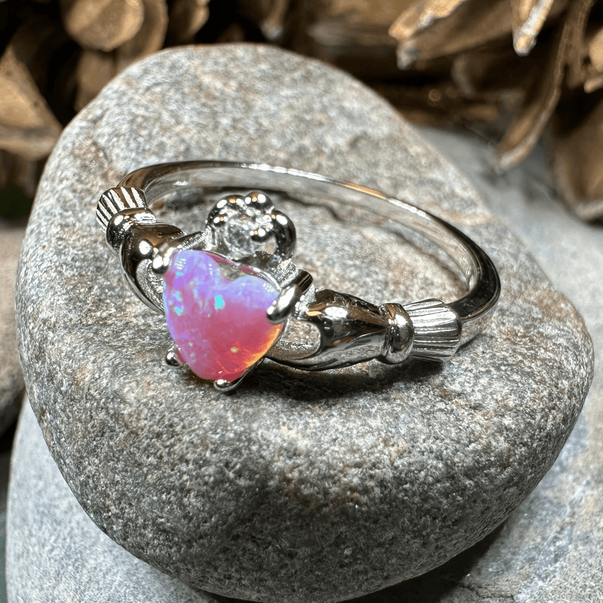 Glencora Pink Opal Claddagh Ring Ring La Vie Bien Glencora Pink Opal Claddagh Ring