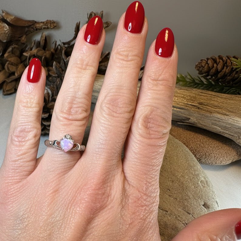 Glencora Pink Opal Claddagh Ring Ring La Vie Bien Glencora Pink Opal Claddagh Ring