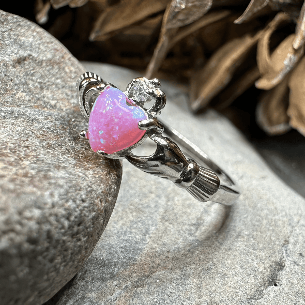 Glencora Pink Opal Claddagh Ring Ring La Vie Bien Glencora Pink Opal Claddagh Ring