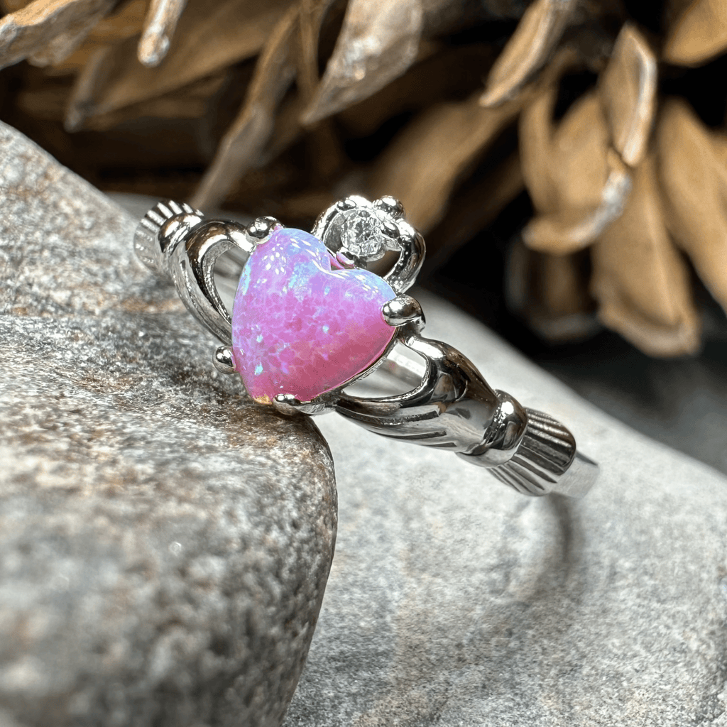 Glencora Pink Opal Claddagh Ring Ring La Vie Bien Glencora Pink Opal Claddagh Ring