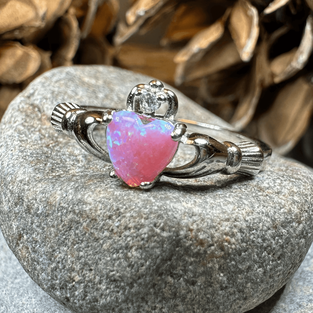 Glencora Pink Opal Claddagh Ring Ring La Vie Bien Glencora Pink Opal Claddagh Ring