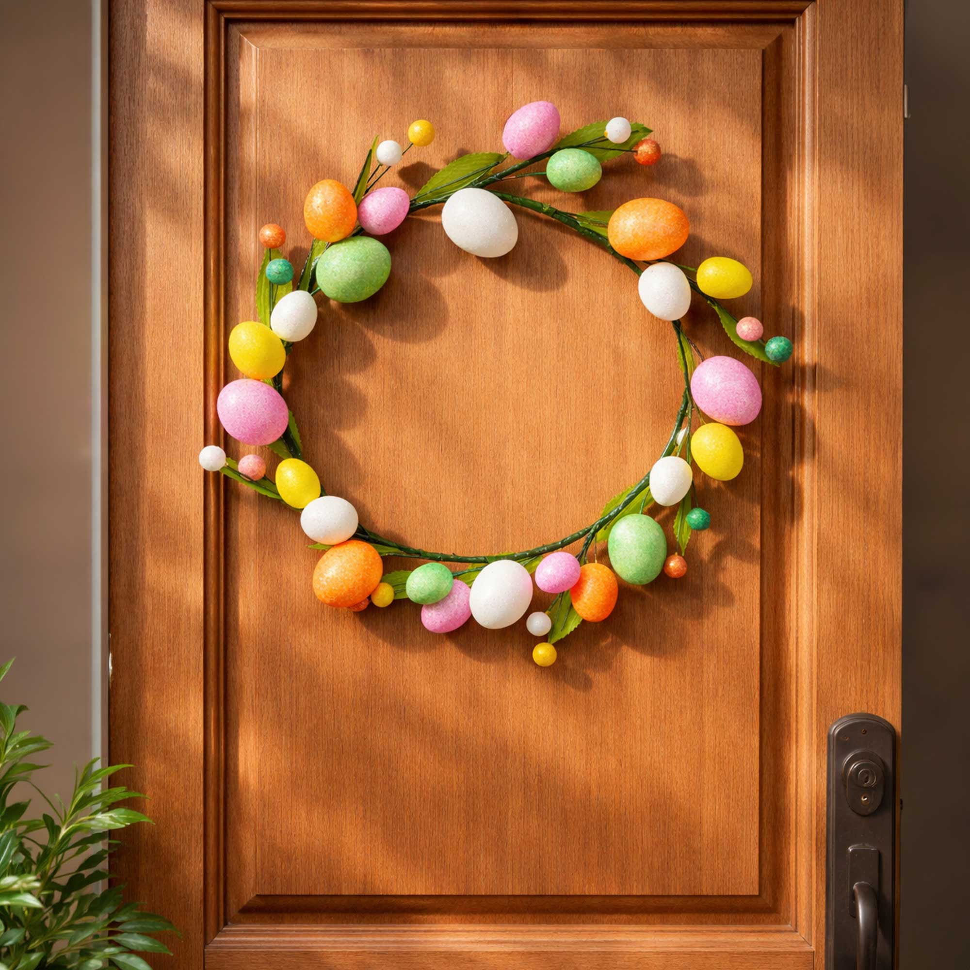 Glistening Easter Egg Wreath with Multicolor Glistening Detail Easter > Wreaths La Vie Bien Glistening Easter Egg Wreath with Multicolor Glistening Detail