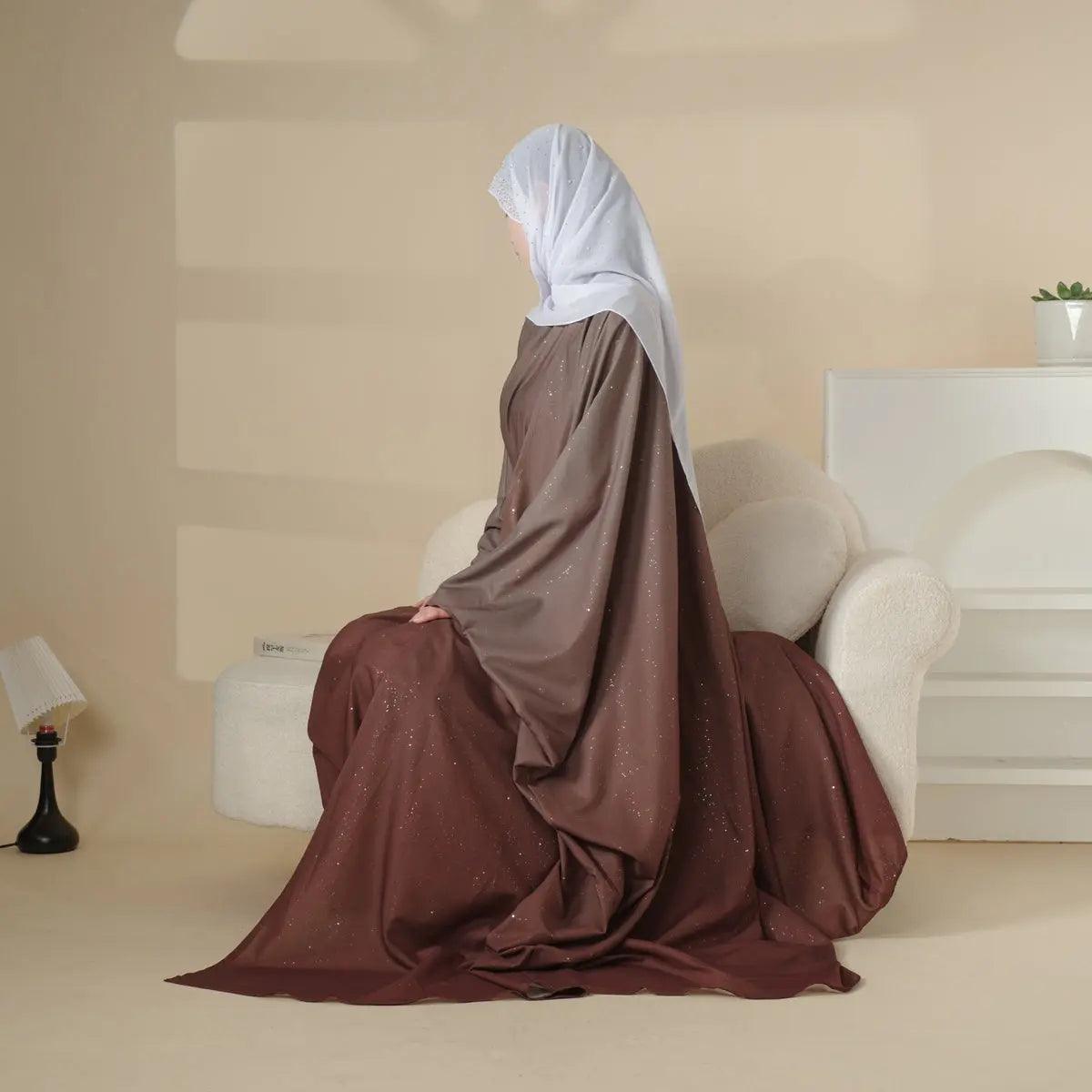 Glitter Gradient Polyester Abaya Set 4-Piece (MOA036) La Vie Bien Glitter Gradient Polyester Abaya Set 4-Piece (MOA036)