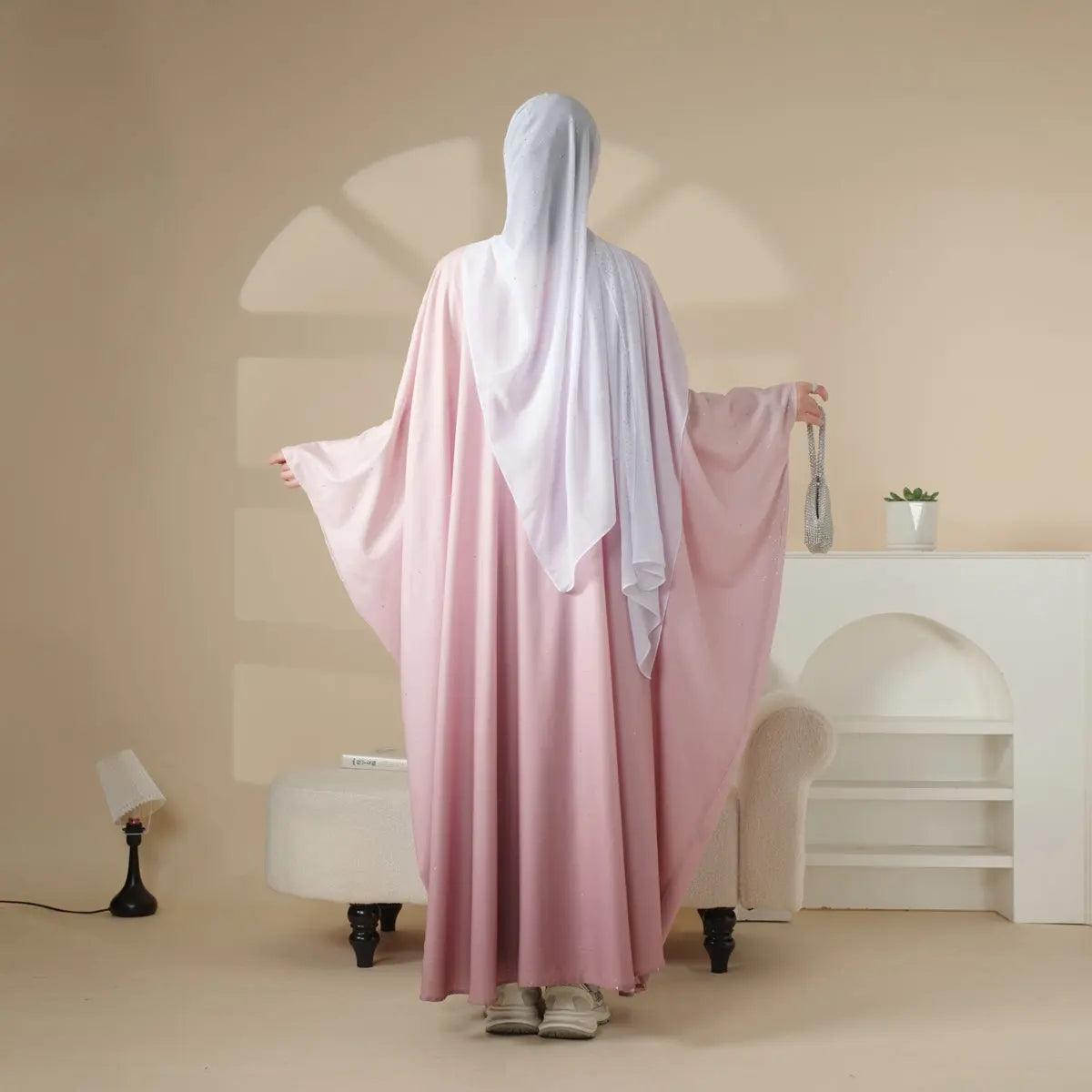 Glitter Gradient Polyester Abaya Set 4-Piece (MOA036) La Vie Bien Glitter Gradient Polyester Abaya Set 4-Piece (MOA036)