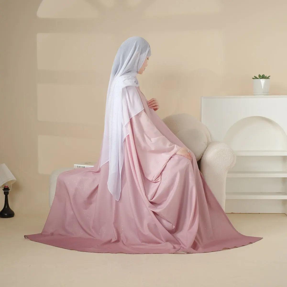 Glitter Gradient Polyester Abaya Set 4-Piece (MOA036) La Vie Bien Glitter Gradient Polyester Abaya Set 4-Piece (MOA036)