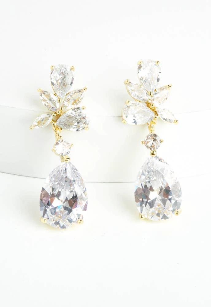 Glittering Garland Gold and Zircon Drop Earrings by Ethical Trade Co