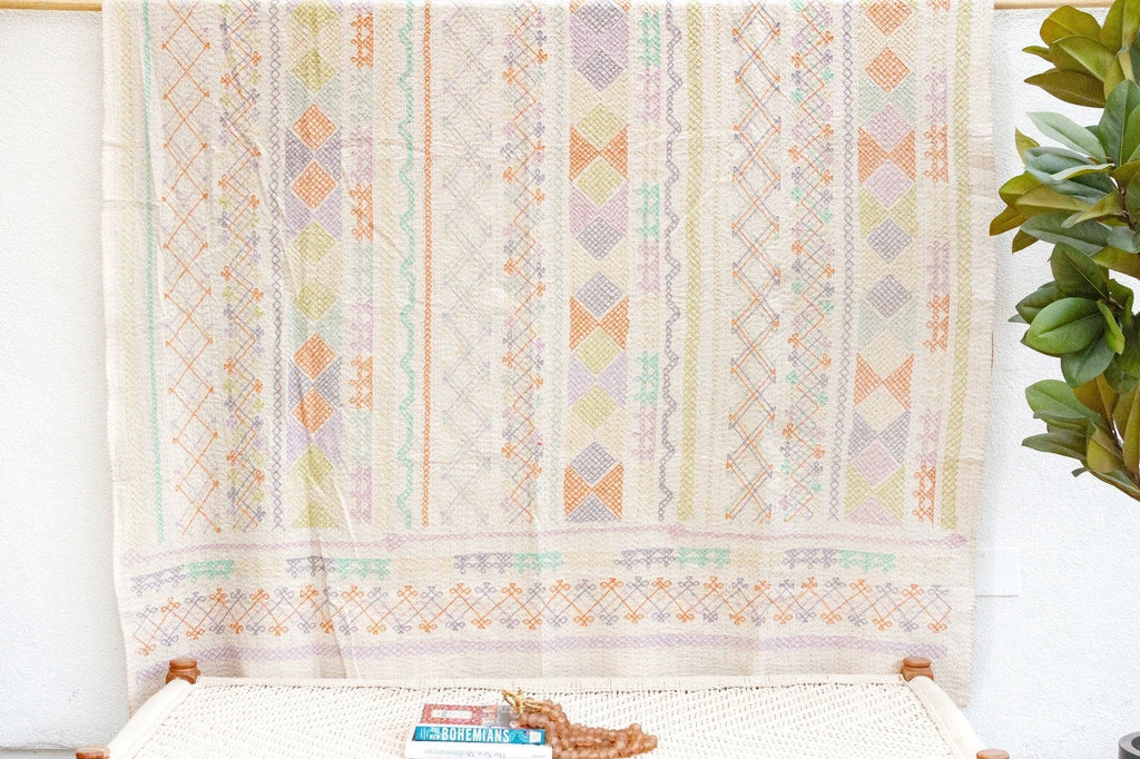 Global Eclectic Hand - stitched Cotton Kantha Bedcover