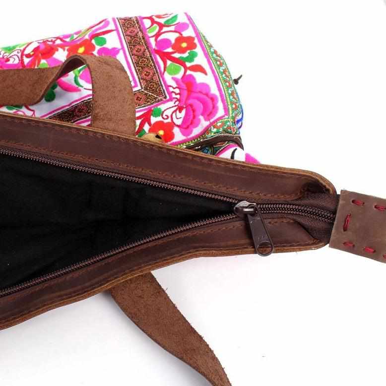 Glorious Flower Tote Bag with Leather Strap - Thailand Bags La Vie Bien Glorious Flower Tote Bag with Leather Strap - Thailand