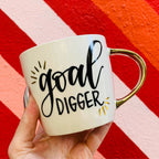 Goal Digger Mug | Gold Handle Coffee Mug | 14 oz. by The Bullish Store