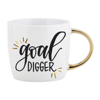 Goal Digger Mug | Gold Handle Coffee Mug | 14 oz. by The Bullish Store