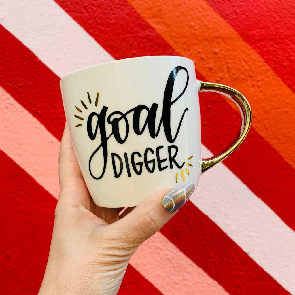 Goal Digger Mug | Gold Handle Coffee Mug | 14 oz. Mug La Vie Bien Goal Digger Mug | Gold Handle Coffee Mug | 14 oz.
