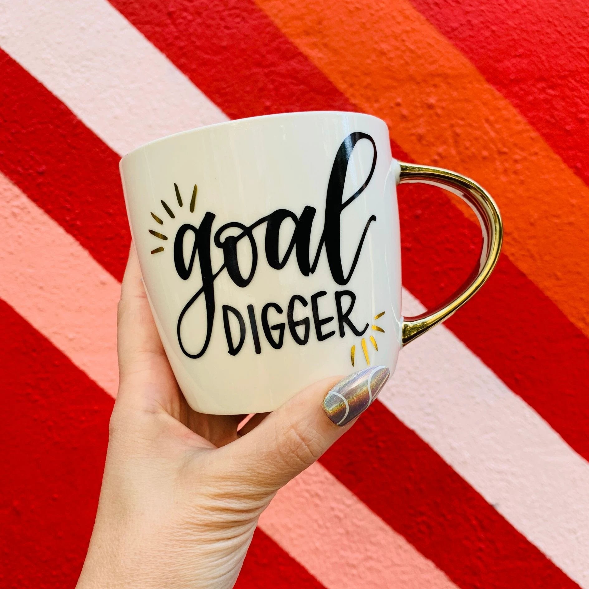 Goal Digger Mug | Gold Handle Coffee Mug | 14 oz. Mug La Vie Bien Goal Digger Mug | Gold Handle Coffee Mug | 14 oz.