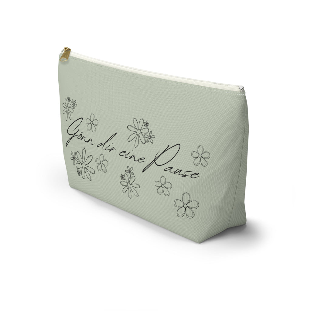Gönn dir eine Pause Floral Makeup Bag, German mental health Accessory Pouch Bags La Vie Bien Gönn dir eine Pause Floral Makeup Bag, German mental health Accessory Pouch