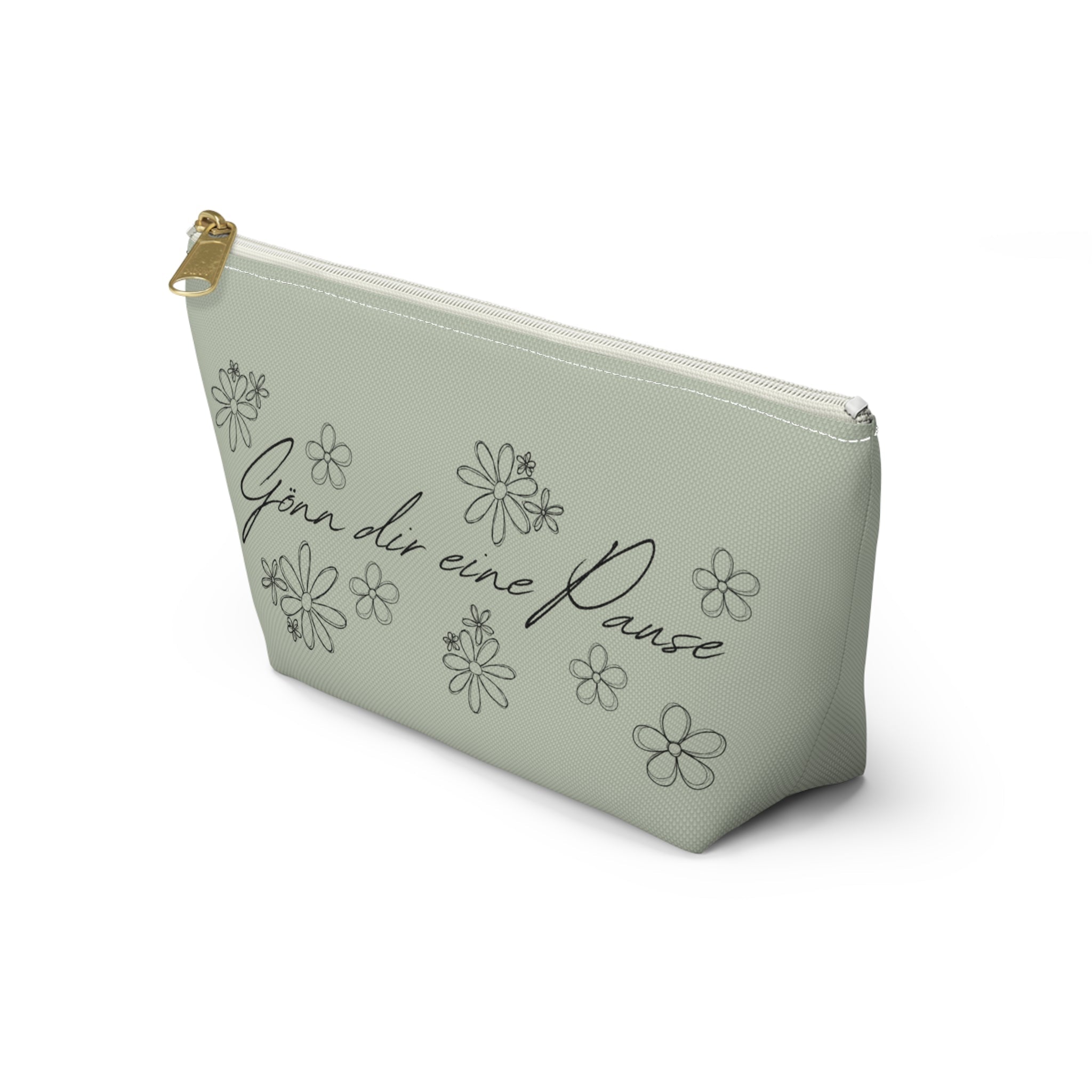 Gönn dir eine Pause Floral Makeup Bag, German mental health Accessory Pouch Bags La Vie Bien Gönn dir eine Pause Floral Makeup Bag, German mental health Accessory Pouch