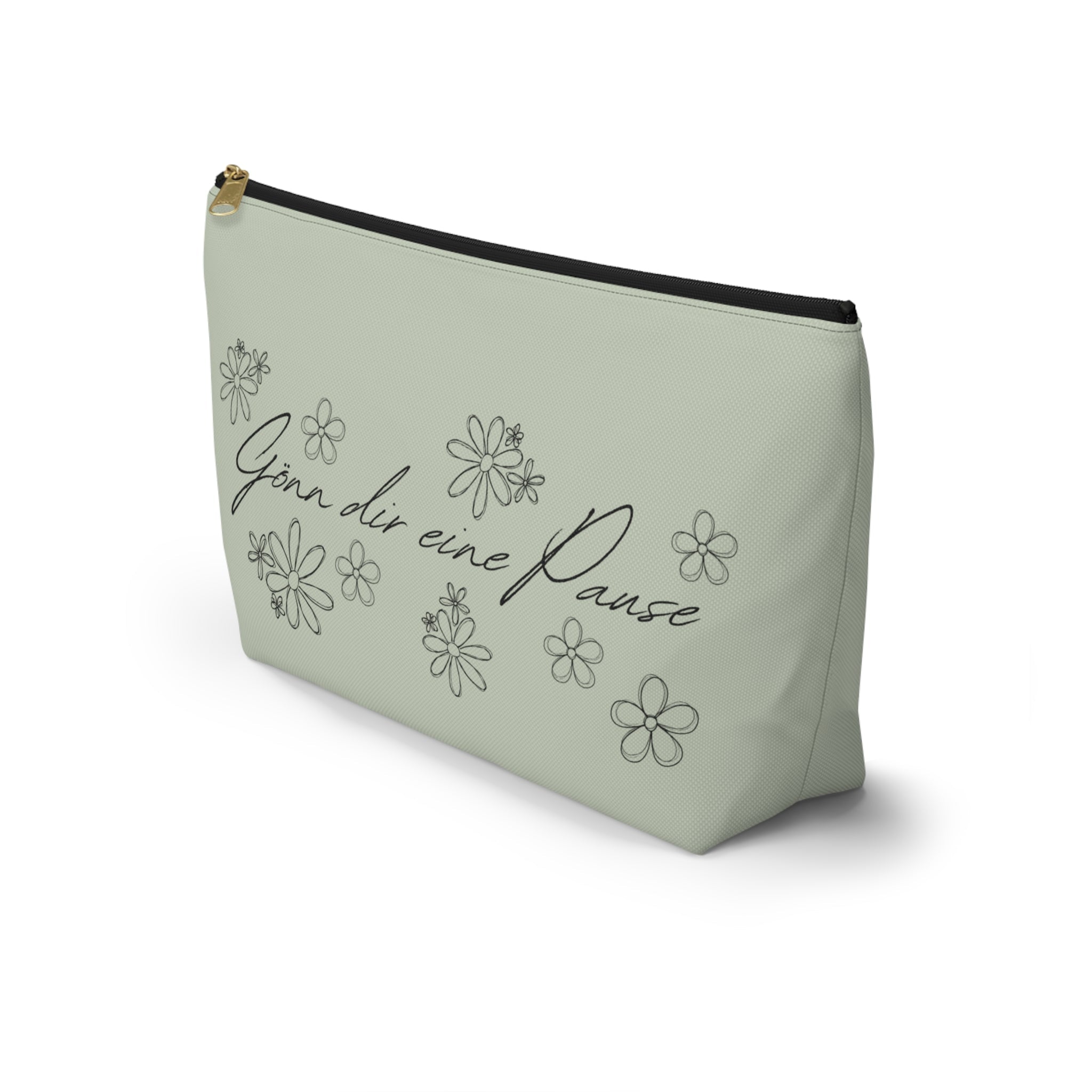 Gönn dir eine Pause Floral Makeup Bag, German mental health Accessory Pouch Bags La Vie Bien Gönn dir eine Pause Floral Makeup Bag, German mental health Accessory Pouch