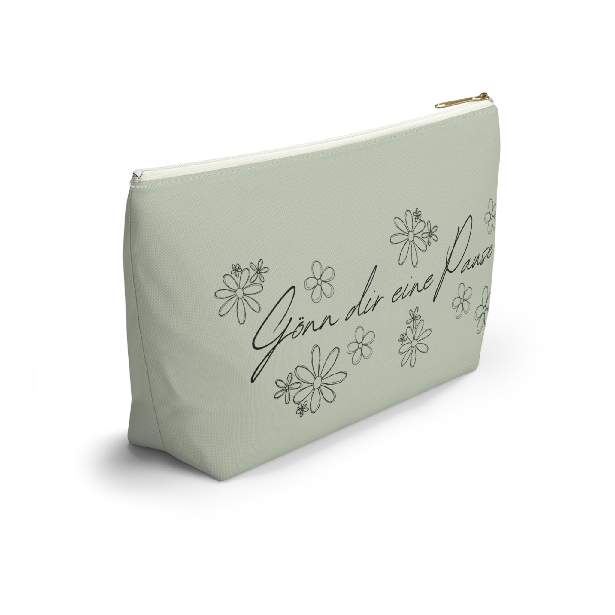 Gönn dir eine Pause Floral Makeup Bag, German mental health Accessory Pouch Bags La Vie Bien Gönn dir eine Pause Floral Makeup Bag, German mental health Accessory Pouch