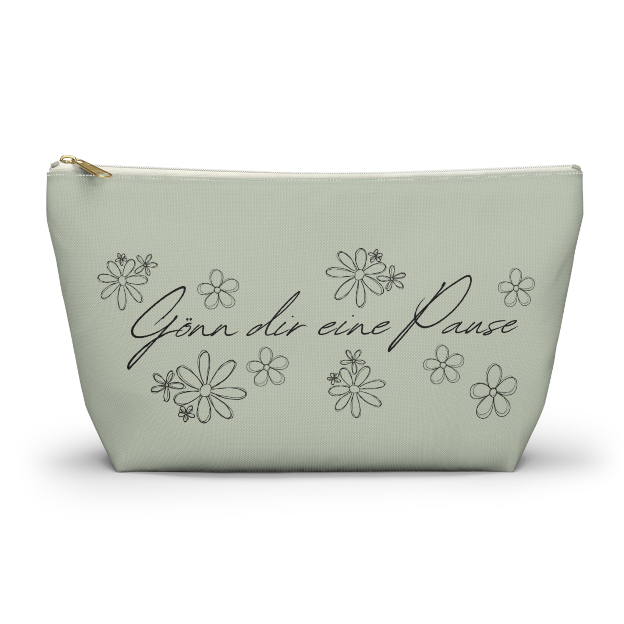 Gönn dir eine Pause Floral Makeup Bag, German mental health Accessory Pouch Bags La Vie Bien Gönn dir eine Pause Floral Makeup Bag, German mental health Accessory Pouch