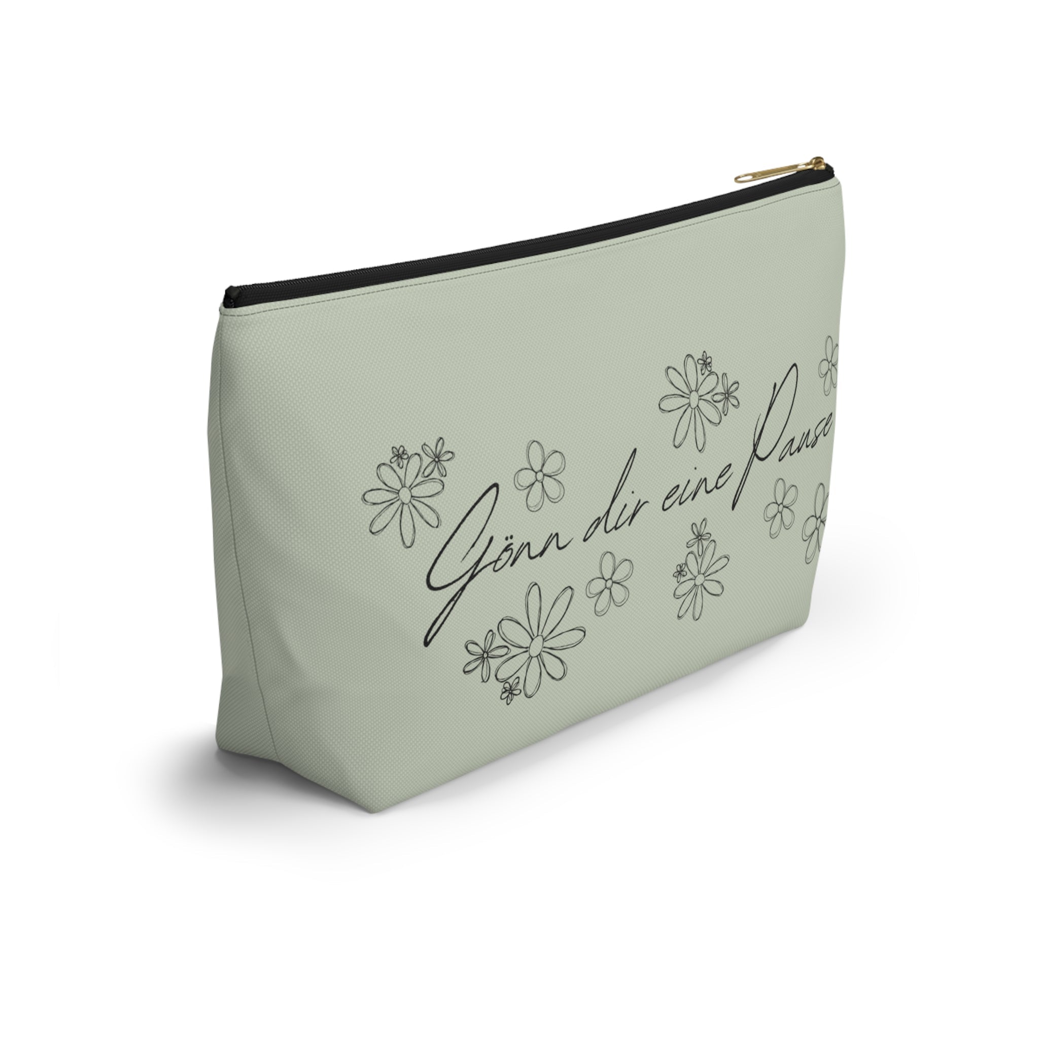Gönn dir eine Pause Floral Makeup Bag, German mental health Accessory Pouch Bags La Vie Bien Gönn dir eine Pause Floral Makeup Bag, German mental health Accessory Pouch