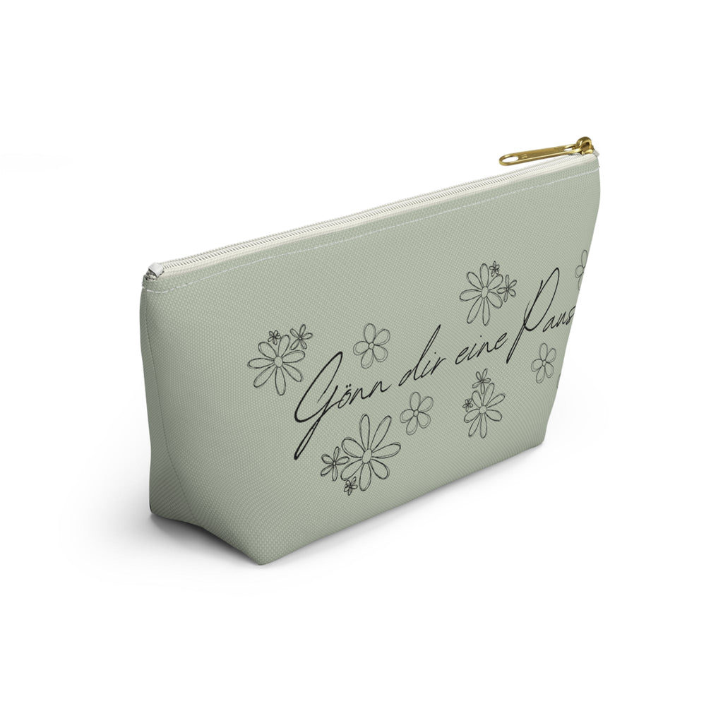 Gönn dir eine Pause Floral Makeup Bag, German mental health Accessory Pouch Bags La Vie Bien Gönn dir eine Pause Floral Makeup Bag, German mental health Accessory Pouch